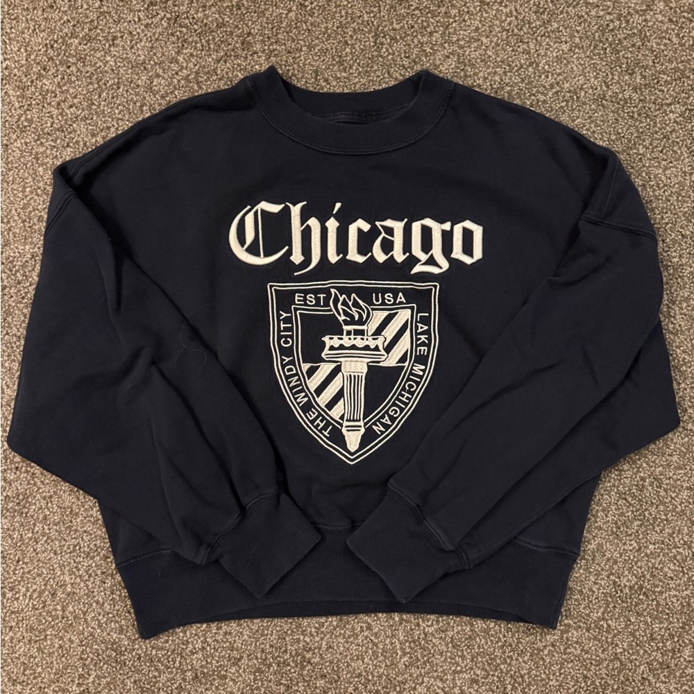 Chicago Navy Cropped Crewneck